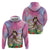 Woman Polynesian Tattoos Zip Hoodie Tropical Flower - Sweets Vibrant Color