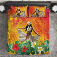 Woman Polynesian Tattoos Bedding Set Tropical Flower - Vibrant Hot Color LT03 Vibrant Gradient - Polynesian Pride