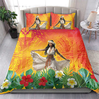Woman Polynesian Tattoos Bedding Set Tropical Flower - Vibrant Hot Color LT03 - Polynesian Pride