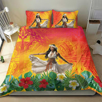 Woman Polynesian Tattoos Bedding Set Tropical Flower - Vibrant Hot Color LT03 - Polynesian Pride