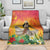 Woman Polynesian Tattoos Blanket Tropical Flower - Vibrant Hot Color