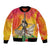 Woman Polynesian Tattoos Bomber Jacket Tropical Flower - Vibrant Hot Color