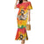 Woman Polynesian Tattoos Family Matching Mermaid Dress and Hawaiian Shirt Tropical Flower - Vibrant Hot Color