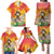 Woman Polynesian Tattoos Family Matching Puletasi and Hawaiian Shirt Tropical Flower - Vibrant Hot Color