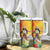 Woman Polynesian Tattoos Tumbler With Handle Tropical Flower - Vibrant Hot Color