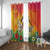 Woman Polynesian Tattoos Window Curtain Tropical Flower - Vibrant Hot Color