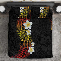 Plumeria Bedding Set Polynesian Tribal Frangipani Sunset LT03 Black - Polynesian Pride