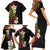 Plumeria Family Matching Short Sleeve Bodycon Dress and Hawaiian Shirt Polynesian Tribal Frangipani Sunset