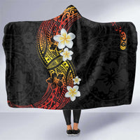 Plumeria Hooded Blanket Polynesian Tribal Frangipani Sunset LT03 One Size Black - Polynesian Pride