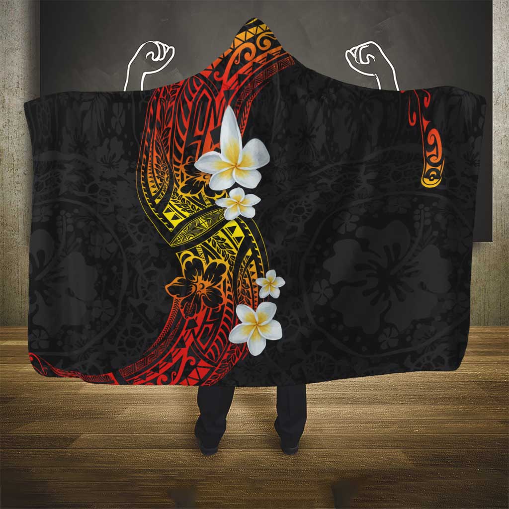 Plumeria Hooded Blanket Polynesian Tribal Frangipani Sunset LT03 - Polynesian Pride