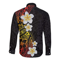 Plumeria Long Sleeve Button Shirt Polynesian Tribal Frangipani Sunset LT03 - Polynesian Pride