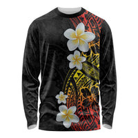 Plumeria Long Sleeve Shirt Polynesian Tribal Frangipani Sunset LT03 Unisex Black - Polynesian Pride