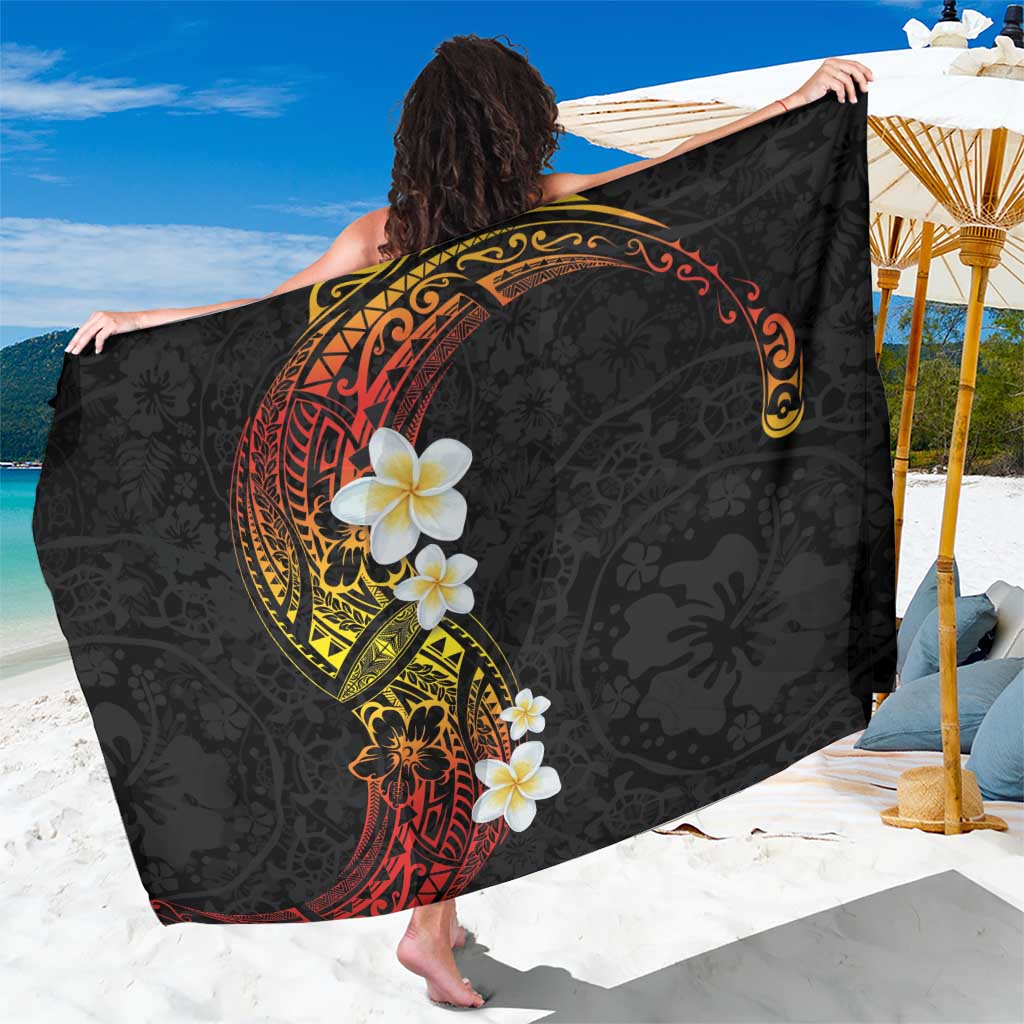 Plumeria Sarong Polynesian Tribal Frangipani Sunset LT03 One Size 44 x 66 inches Black - Polynesian Pride