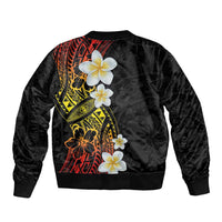Plumeria Sleeve Zip Bomber Jacket Polynesian Tribal Frangipani Sunset LT03 - Polynesian Pride