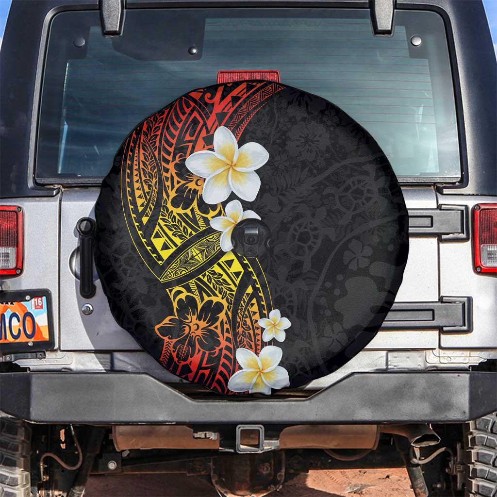 Plumeria Spare Tire Cover Polynesian Tribal Frangipani Sunset