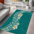 Plumeria Area Rug Polynesian Tribal Frangipani Teal