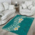 Plumeria Area Rug Polynesian Tribal Frangipani Teal