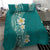 Plumeria Bedding Set Polynesian Tribal Frangipani Teal