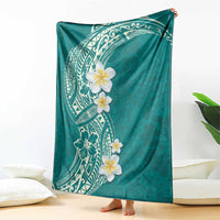 Plumeria Blanket Polynesian Tribal Frangipani Teal LT03 - Polynesian Pride