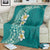 Plumeria Blanket Polynesian Tribal Frangipani Teal