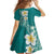 Plumeria Family Matching Off Shoulder Maxi Dress and Hawaiian Shirt Polynesian Tribal Frangipani Teal