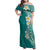 Plumeria Family Matching Off Shoulder Maxi Dress and Hawaiian Shirt Polynesian Tribal Frangipani Teal