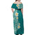 Plumeria Family Matching Off Shoulder Maxi Dress and Hawaiian Shirt Polynesian Tribal Frangipani Teal