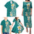 Plumeria Family Matching Puletasi and Hawaiian Shirt Polynesian Tribal Frangipani Teal