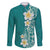 Plumeria Family Matching Puletasi and Hawaiian Shirt Polynesian Tribal Frangipani Teal