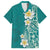 Plumeria Family Matching Summer Maxi Dress and Hawaiian Shirt Polynesian Tribal Frangipani Teal