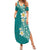 Plumeria Family Matching Summer Maxi Dress and Hawaiian Shirt Polynesian Tribal Frangipani Teal