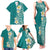 Plumeria Family Matching Tank Maxi Dress and Hawaiian Shirt Polynesian Tribal Frangipani Teal