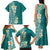 Plumeria Family Matching Tank Maxi Dress and Hawaiian Shirt Polynesian Tribal Frangipani Teal