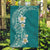 Plumeria Garden Flag Polynesian Tribal Frangipani Teal