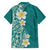 Plumeria Hawaiian Shirt Polynesian Tribal Frangipani Teal