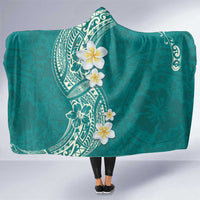 Plumeria Hooded Blanket Polynesian Tribal Frangipani Teal LT03 One Size Teal - Polynesian Pride