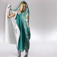 Plumeria Hooded Blanket Polynesian Tribal Frangipani Teal LT03 - Polynesian Pride