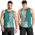 Plumeria Men Tank Top Polynesian Tribal Frangipani Teal