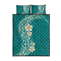 Plumeria Quilt Bed Set Polynesian Tribal Frangipani Teal LT03 - Polynesian Pride
