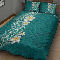 Plumeria Quilt Bed Set Polynesian Tribal Frangipani Teal LT03 - Polynesian Pride