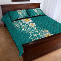 Plumeria Quilt Bed Set Polynesian Tribal Frangipani Teal LT03 - Polynesian Pride