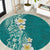 Plumeria Round Carpet Polynesian Tribal Frangipani Teal