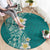 Plumeria Round Carpet Polynesian Tribal Frangipani Teal