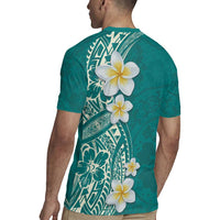 Plumeria Rugby Jersey Polynesian Tribal Frangipani Teal LT03 - Polynesian Pride