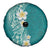 Plumeria Spare Tire Cover Polynesian Tribal Frangipani Teal