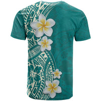 Plumeria T-Shirt - Polynesian Tribal Frangipani Teal LT03 - Polynesian Pride