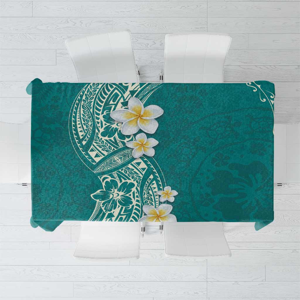 Plumeria Tablecloth Polynesian Tribal Frangipani Teal