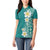 Plumeria Women Polo Shirt Polynesian Tribal Frangipani Teal