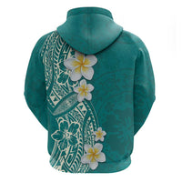 Plumeria Zip Hoodie Polynesian Tribal Frangipani Teal LT03 - Polynesian Pride