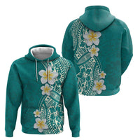 Plumeria Zip Hoodie Polynesian Tribal Frangipani Teal LT03 - Polynesian Pride